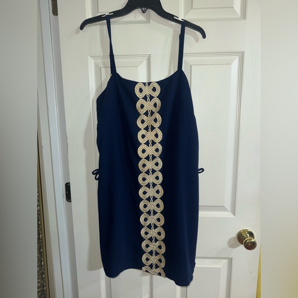 Lilly Pulitzer Navy Romper with Gold Accents